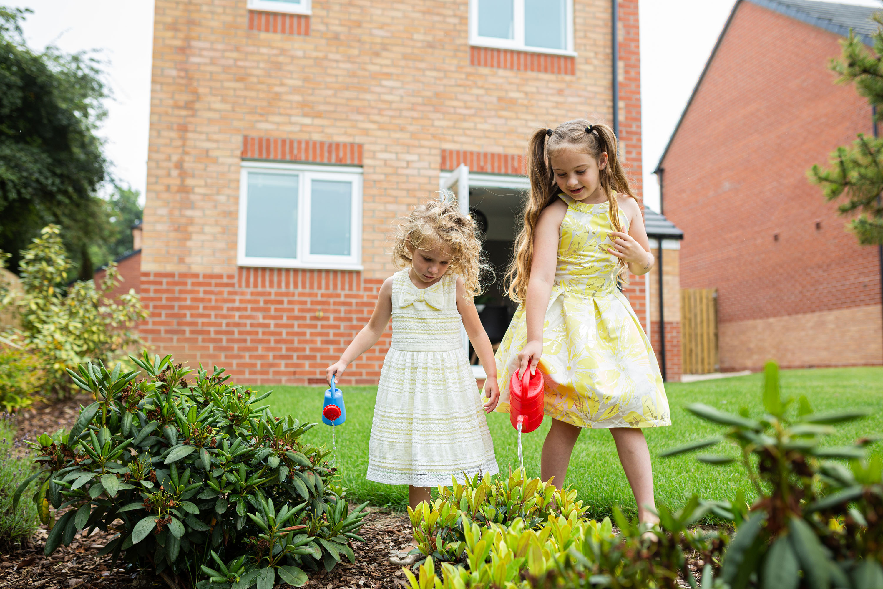 Girls in garden